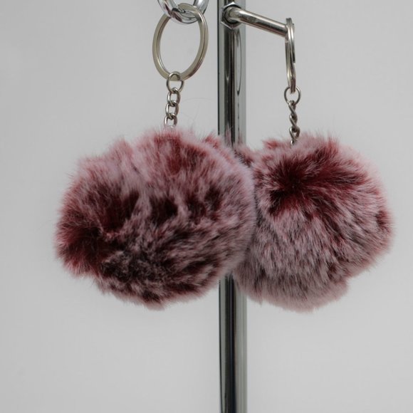 Fur Ball Keychain For Fall Winter Handbags, Backpack, Diaper Bag  Burgun… - Picture 4 of 5
